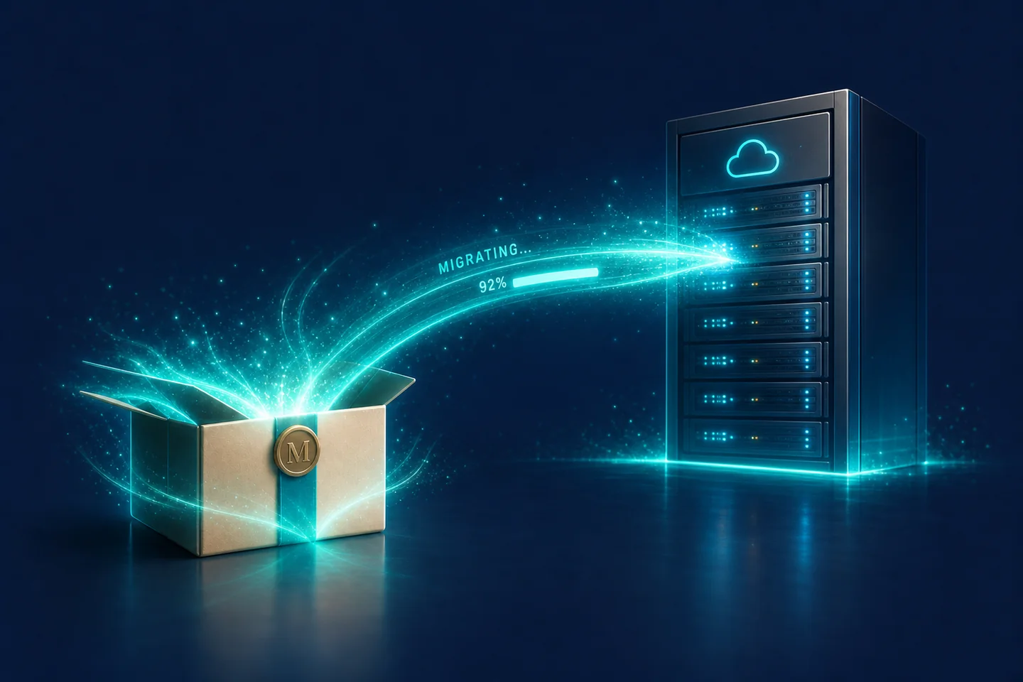 The package arrives at the new hosting destination.